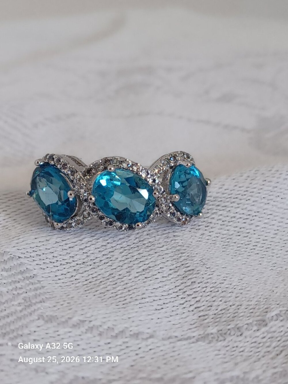 Woman's Stauer Sterling Silver London Blue Topaz Ring Size 5